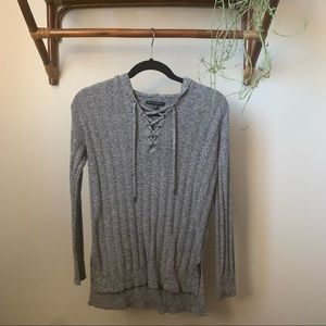 American Eagle Soft Lace Up Hooded Sweater